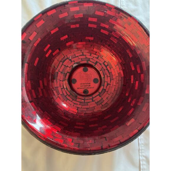 Red Glass Mosaic Decorative Bowl Holiday Christmas Home Decor - Picture 4 of 7